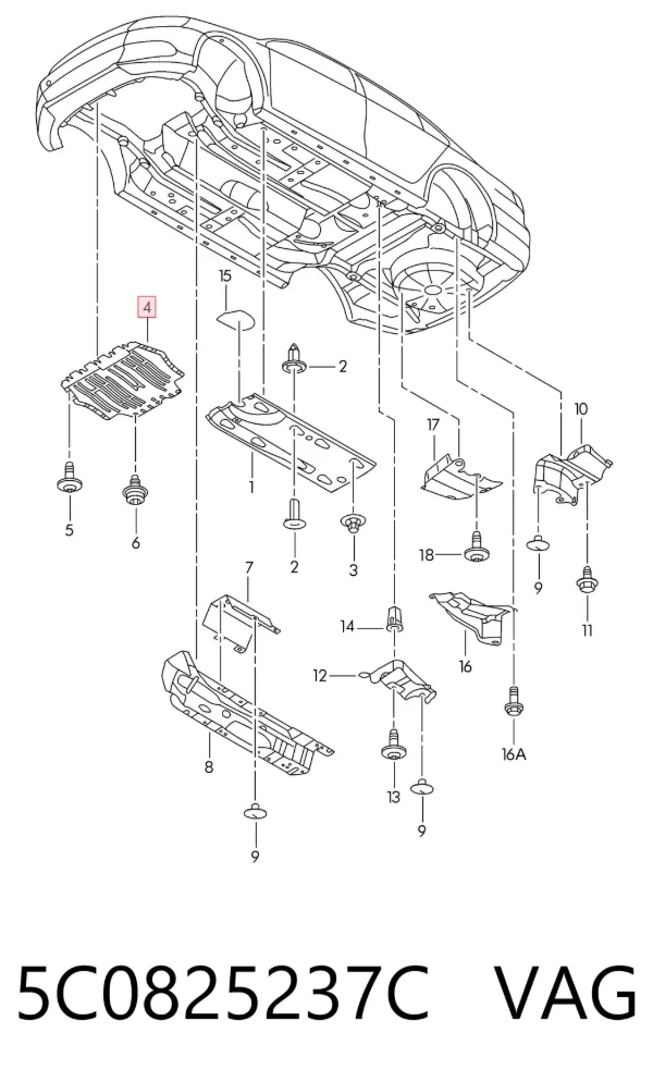 Protección motor / empotramiento 5C0825237C VAG