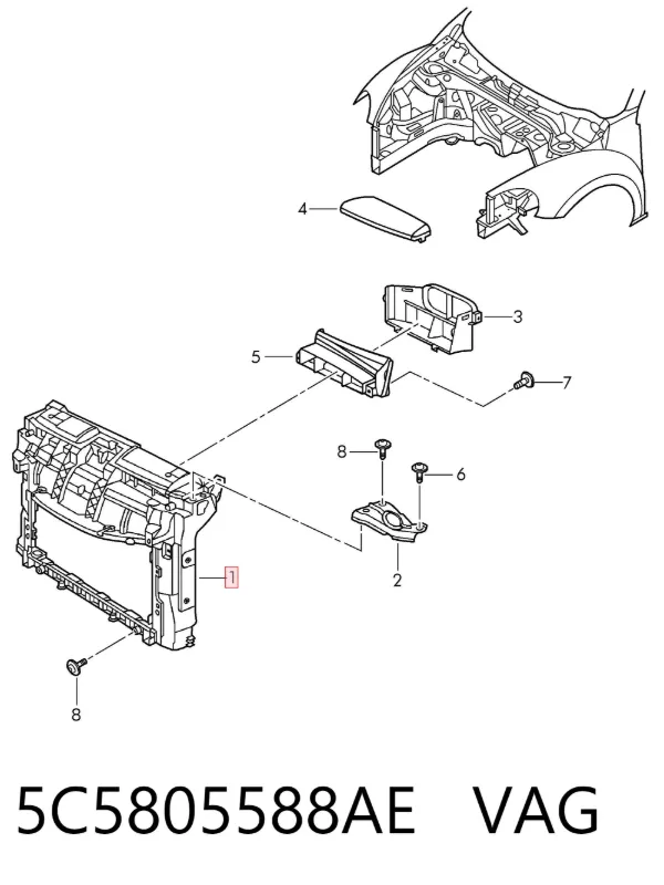Soporte de radiador 5C5805588AE VAG