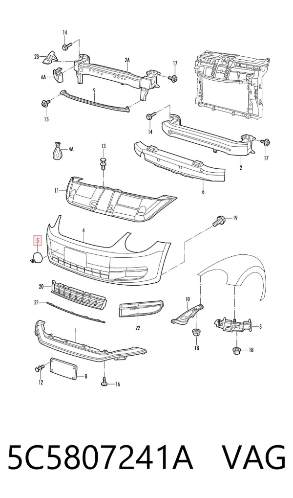 Tapa del enganche de remolcado delantera 5C5807241A VAG