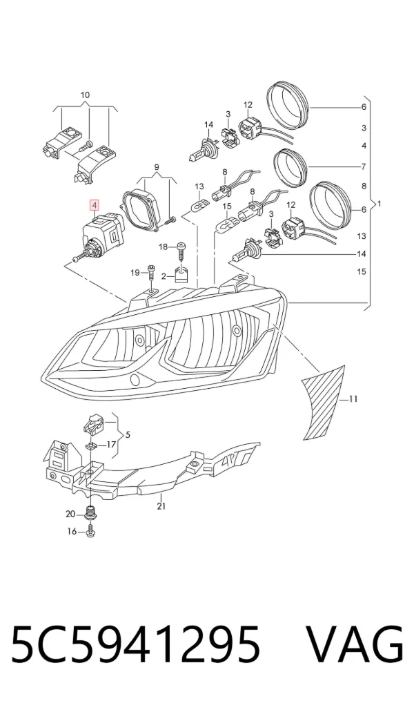 Motor regulador de faros 5C5941295 VAG