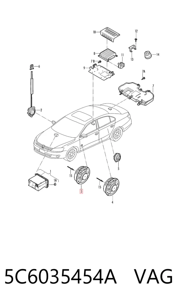 Altavoz de la puerta delantera 5C6035454A VAG