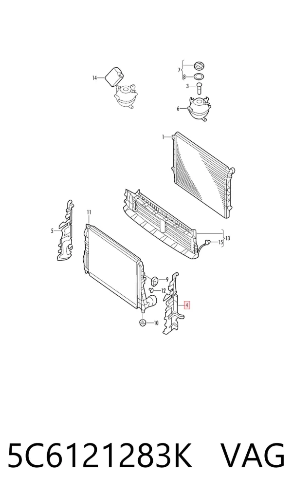 Deflector de aire del radiador izquierdo 5C6121283K VAG