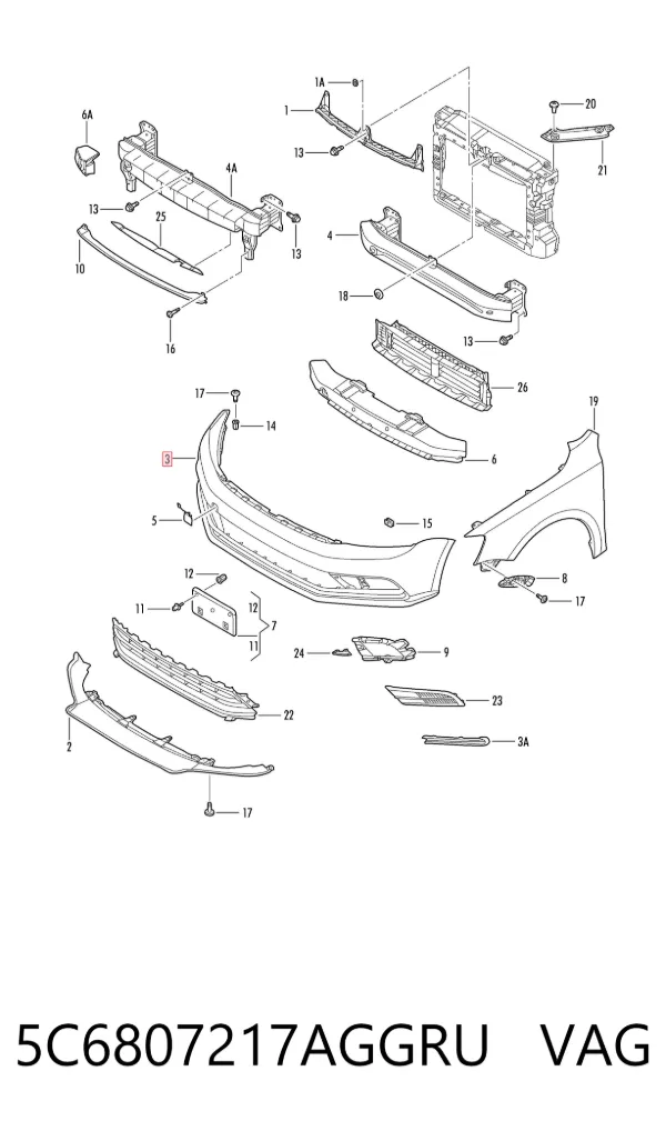 Paragolpes 5C6807217AGGRU VAG