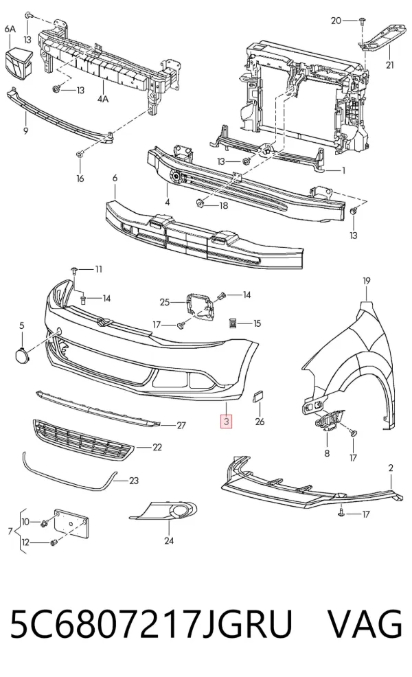 Paragolpes 5C6807217JGRU VAG