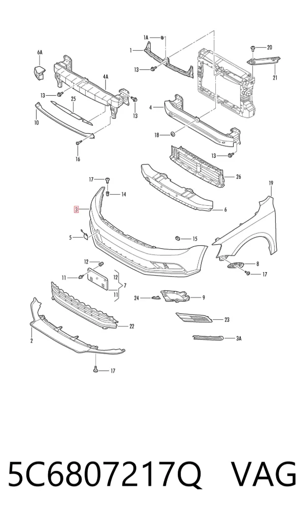 Paragolpes 5C6807217AKGRU VAG
