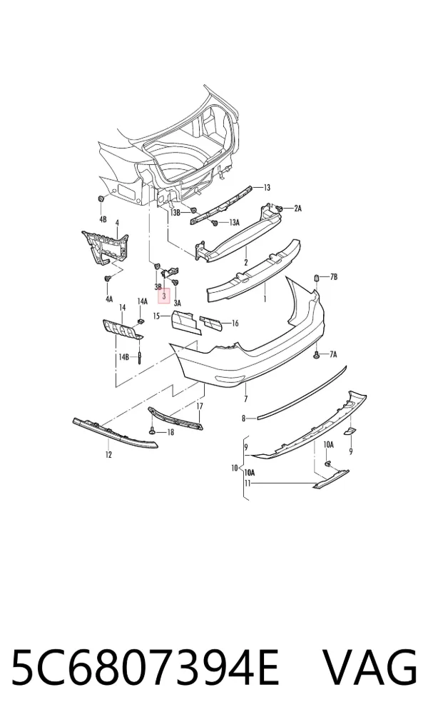 Soporte del piloto trasero derecho 5C6807394E VAG