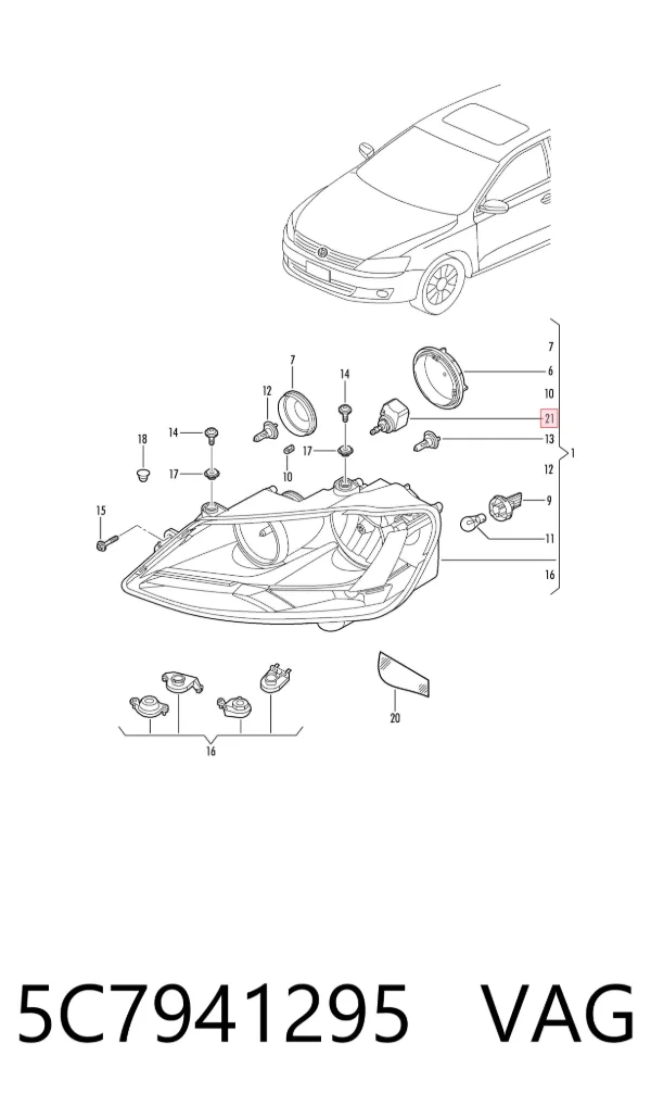 Motor regulador de faros 5C7941295 VAG