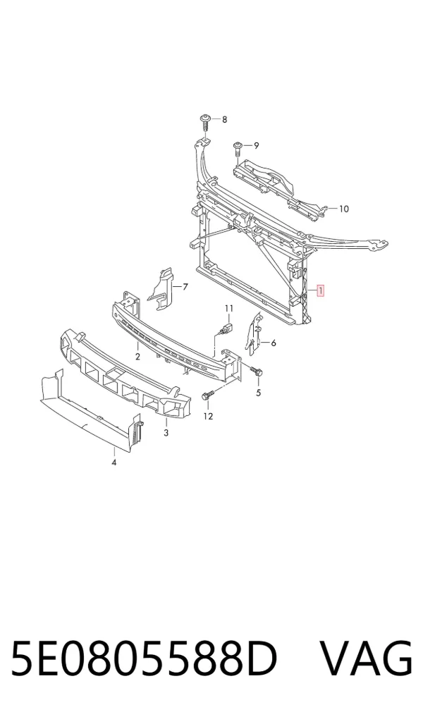 Soporte de radiador 5E0805588D VAG