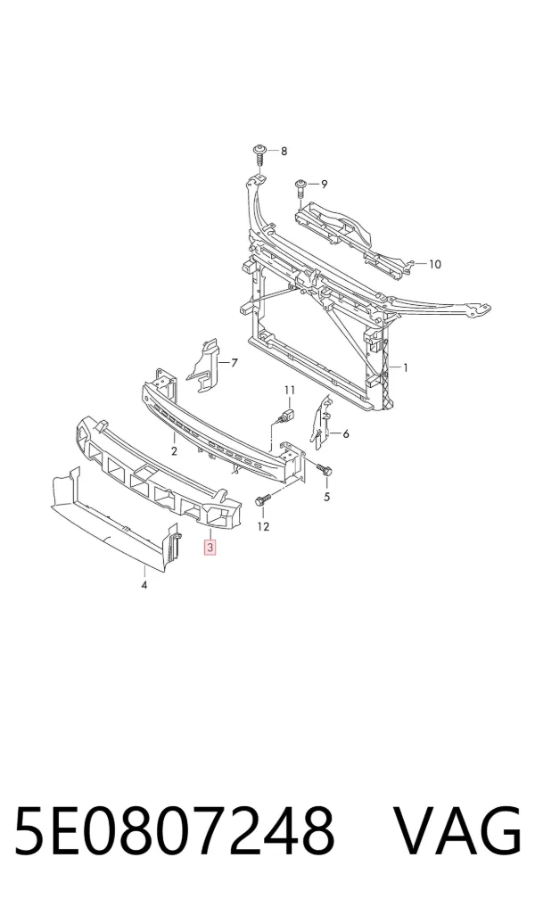 Absorbedor del parachoques delantero 5E0807248 VAG
