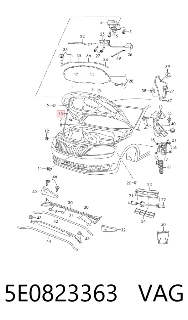 Soporte de capó 5E0823363 VAG