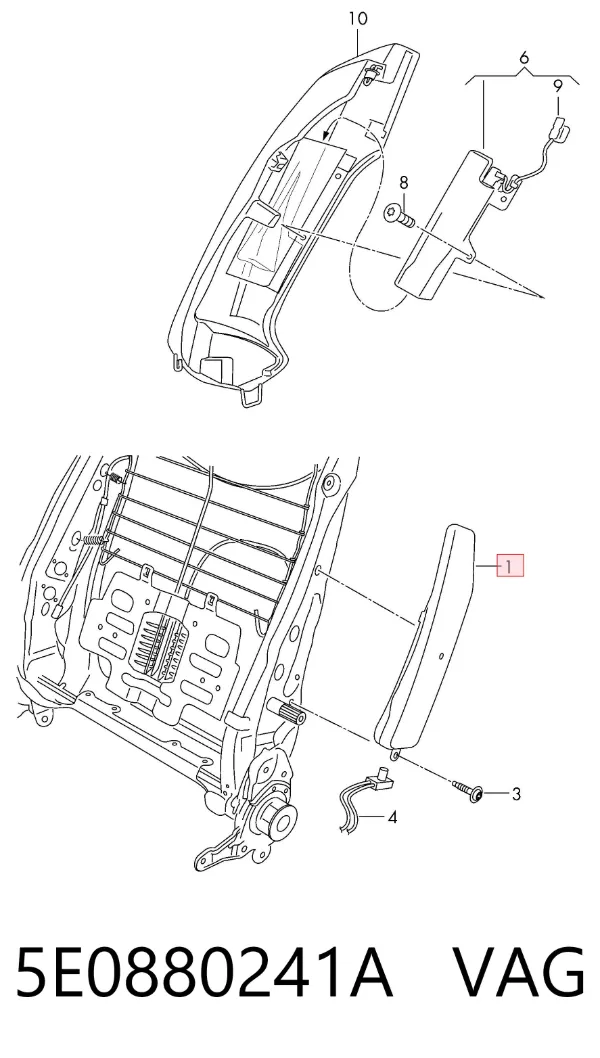 Airbag de respaldo del asiento izquierdo 5E0880241A VAG