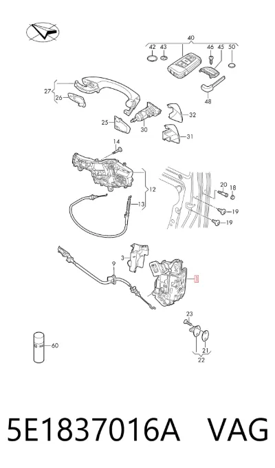 Cerradura de puerta delantera derecha VAG 5E1837016A