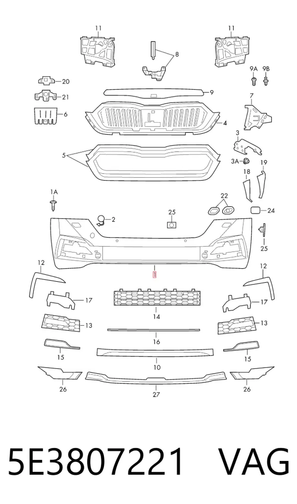 Paragolpes 5E3807221 VAG
