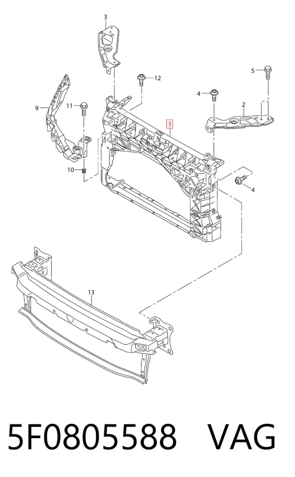 Soporte de radiador 5F0805588 VAG