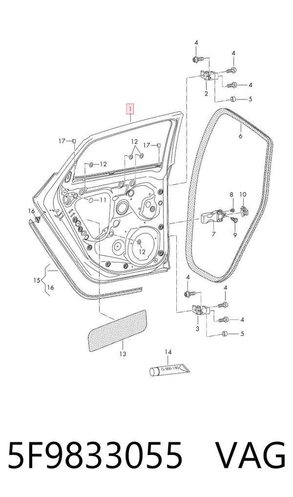 Puerta trasera izquierda 5F9833055 VAG