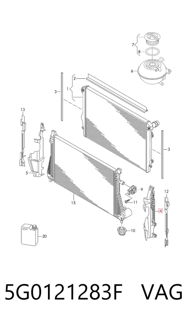 Deflector de aire del radiador izquierdo 5G0121283F VAG