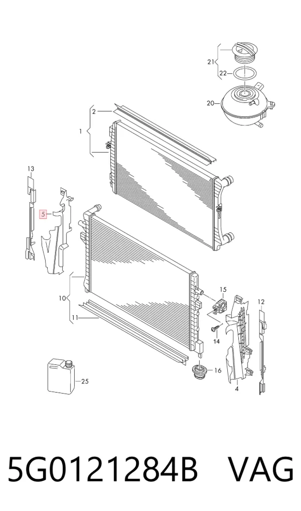 Deflector de aire del radiador derecho 5G0121284B VAG
