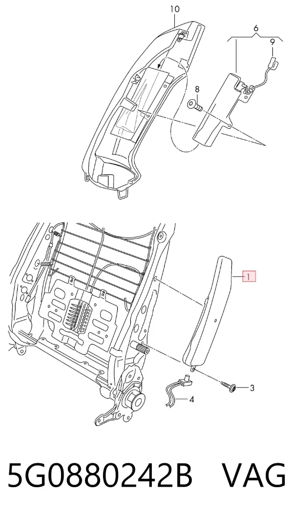 Airbag de respaldo del asiento derecho 5G0880242B VAG