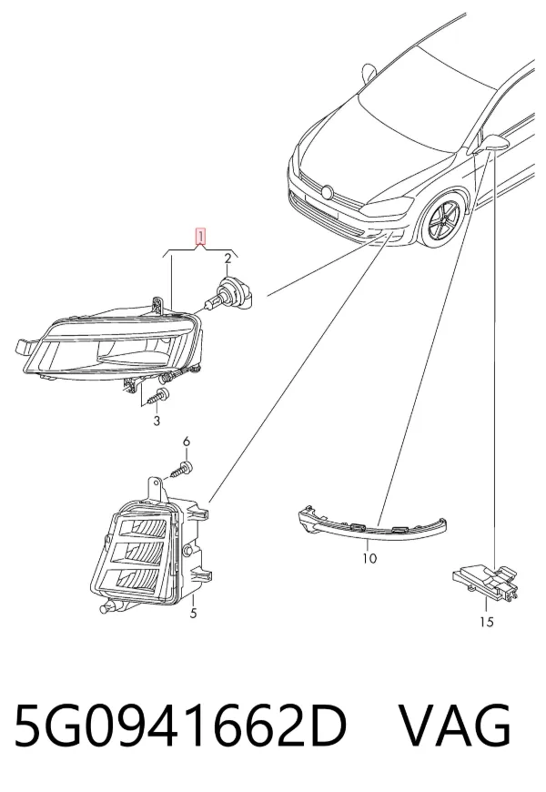 Faro antiniebla derecho 5G0941662D VAG