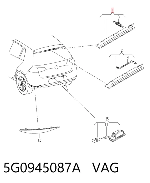 Tercera luz de freno 5G0945087A VAG