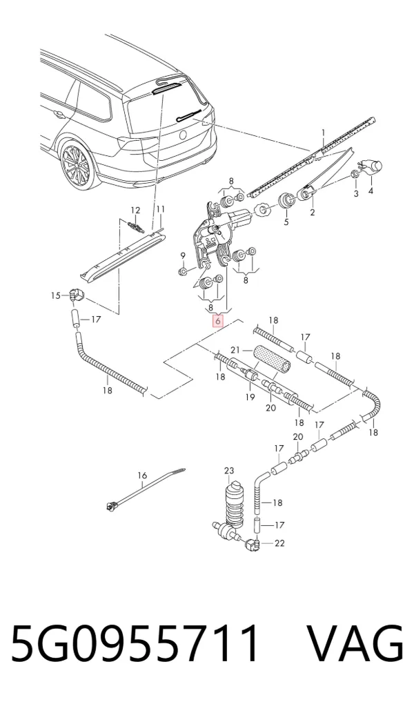 Motor limpiaparabrisas, trasera 5G0955711 VAG