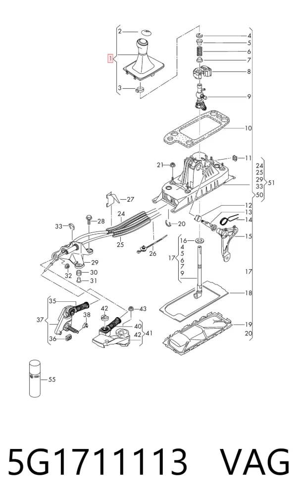 Funda de la palanca de cambios 5G1711113 VAG