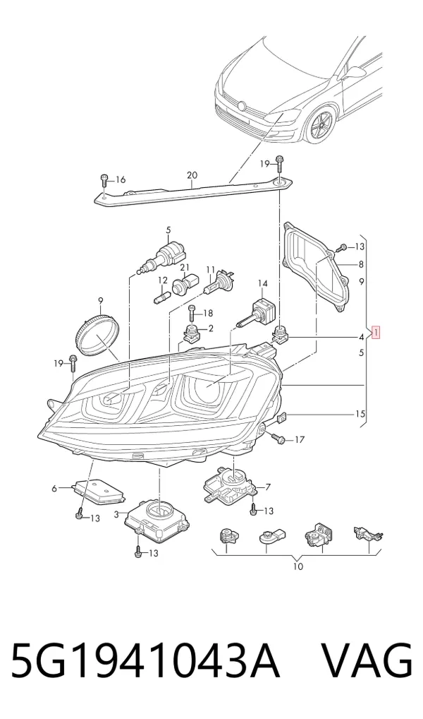 Faro derecho 5G1941043A VAG