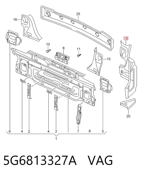 Panel de soporte de luces traseras 5G6813327A VAG
