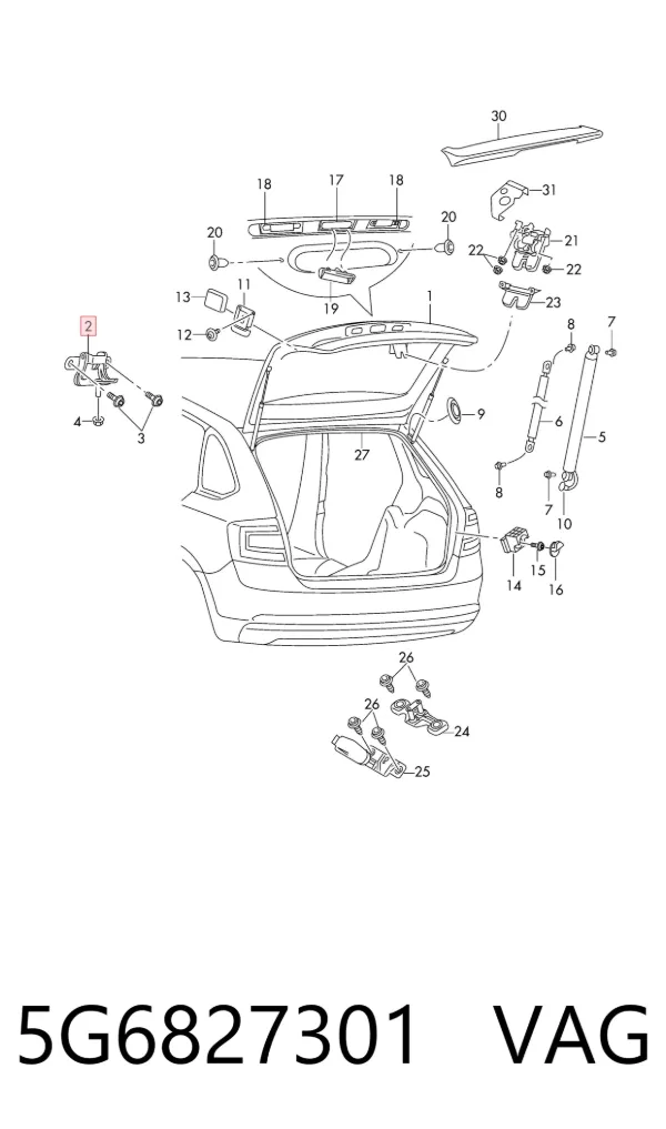 Bisagra de puerta trasera 5G6827301 VAG