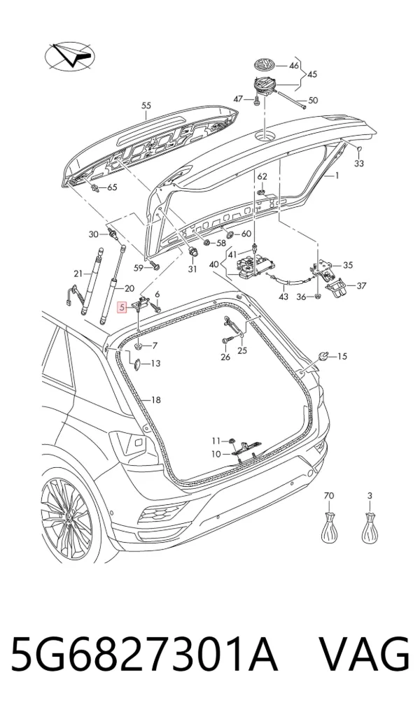 Bisagra de puerta trasera 5G6827301A VAG