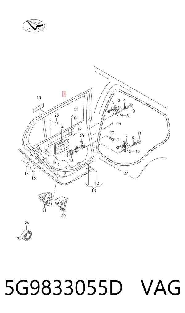 Puerta trasera izquierda 5G9833055D VAG