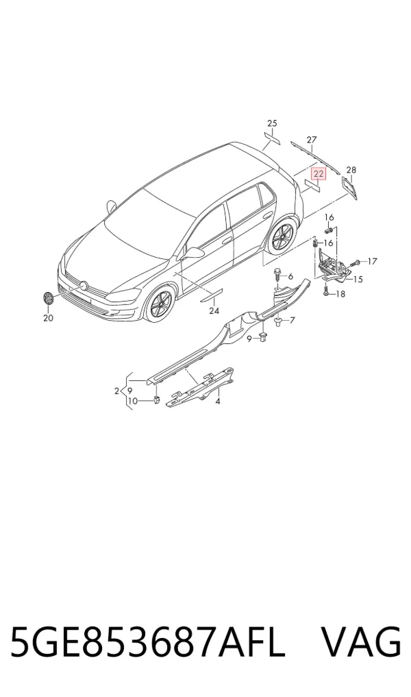 Emblema 5GE853687AFL VAG