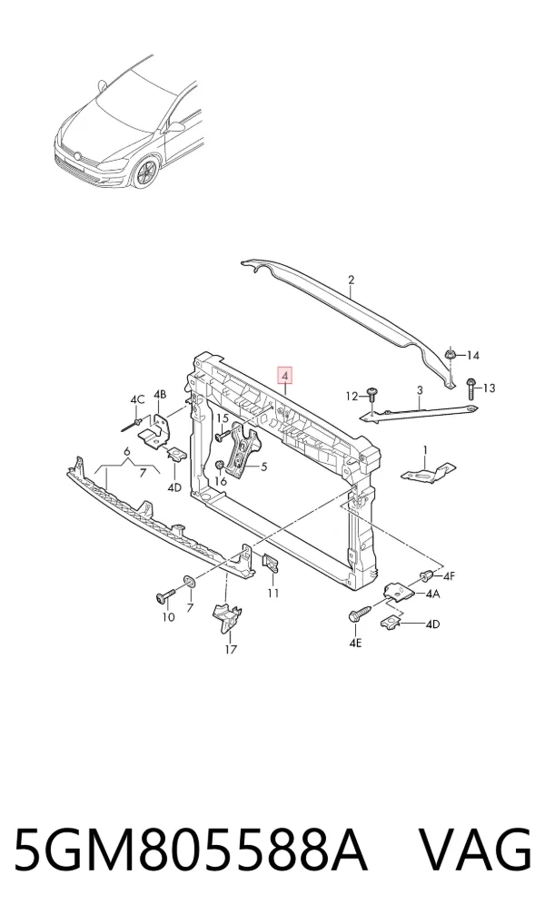 Soporte de radiador 5GM805588A VAG