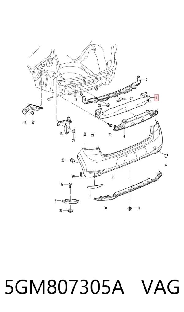 Parachoques trasero 5GM807305A VAG