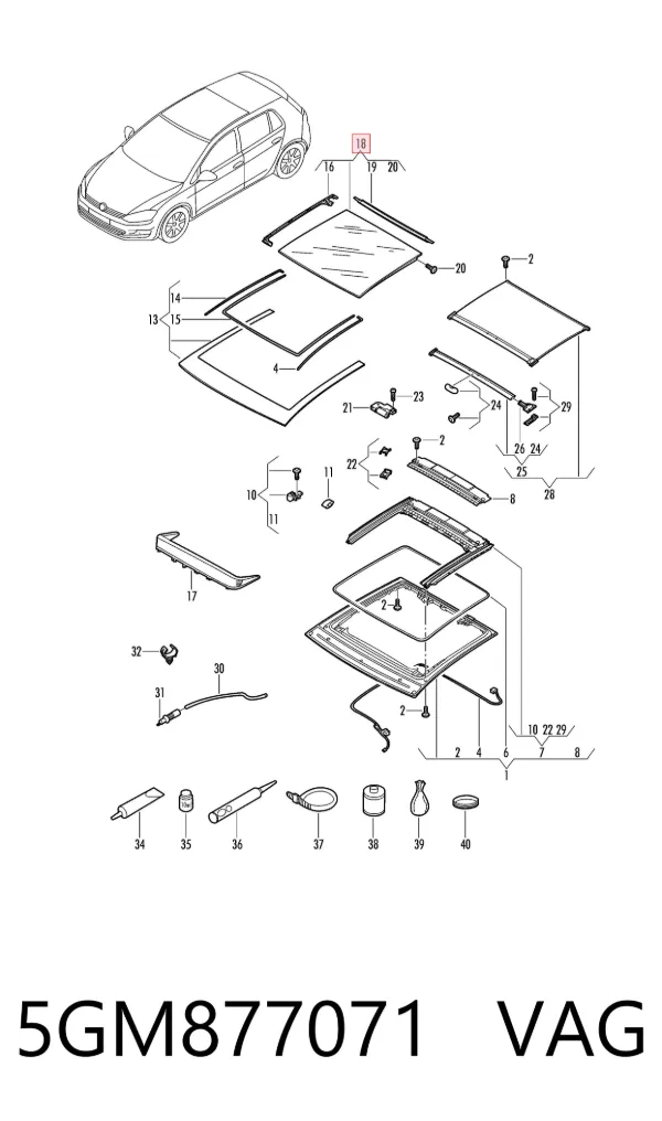 Tapa de techo corredizo 5GM877071 VAG