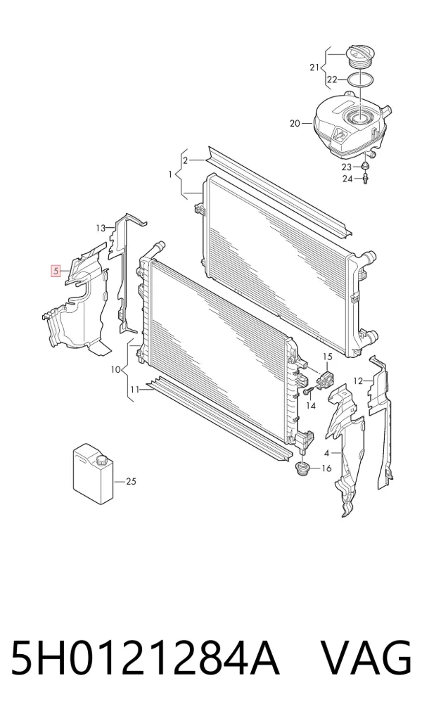 Deflector de aire del radiador derecho 5H0121284A VAG