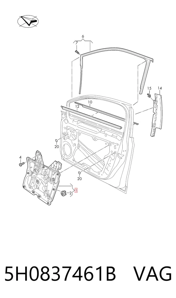 Mecanismo de elevalunas delantero izquierdo Volkswagen Golf VIII