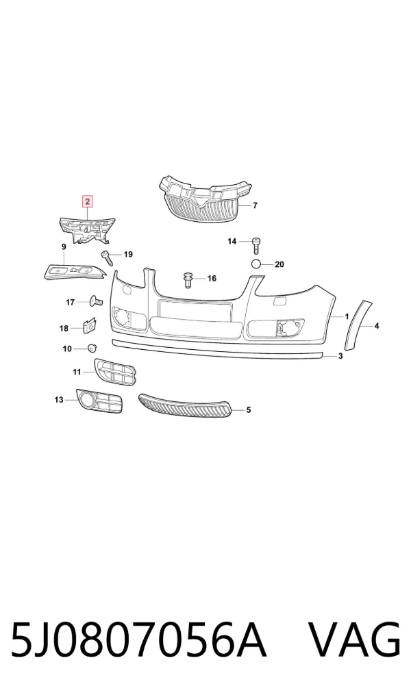 Soporte de parachoques delantero derecho 5J0807056A VAG