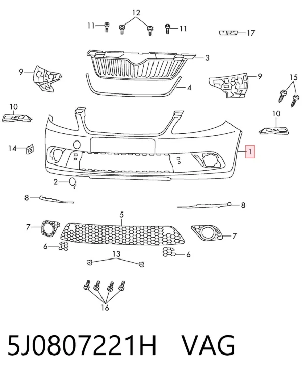 Paragolpes 5J0807221H VAG