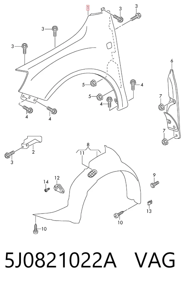 Aleta 5J0821022A VAG