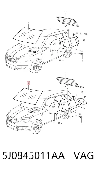 Parabrisas VAG 5J0845011AA