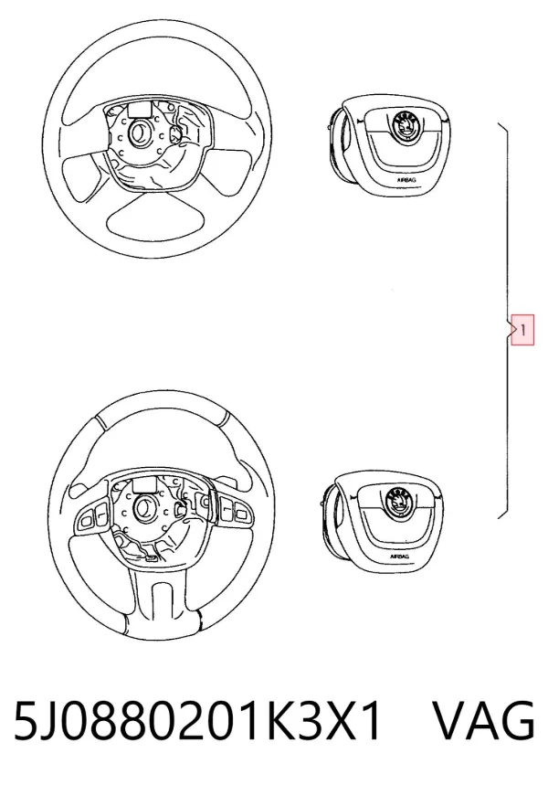 Airbag de volante 5J0880201K3X1 VAG