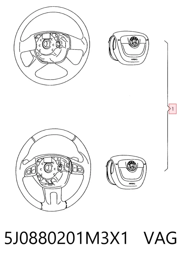Airbag de volante 5J0880201M3X1 VAG