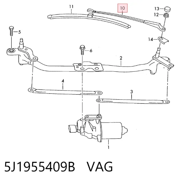 Brazo del limpiaparabrisas 5J1955409B VAG