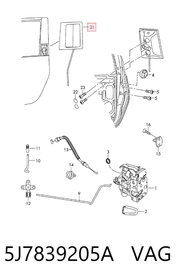 Manija exterior trasera izquierda 5J7839205A VAG