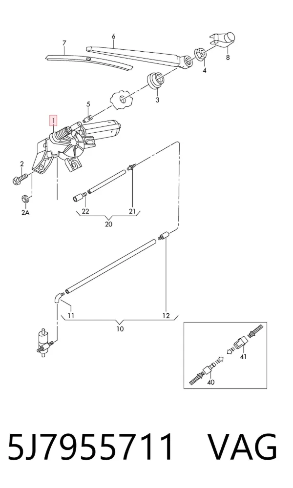 Motor limpiaparabrisas, trasera 5J7955711 VAG