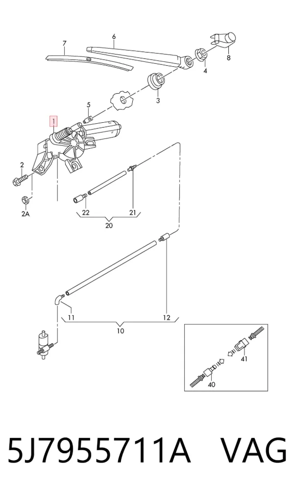 Motor limpiaparabrisas, trasera 5J7955711A VAG