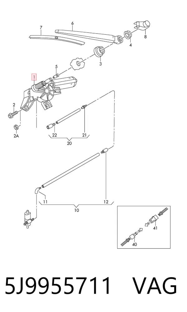 Motor limpiaparabrisas, trasera 5J9955711 VAG