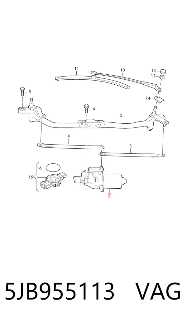 Motor limpiaparabrisas 5JB955113 VAG