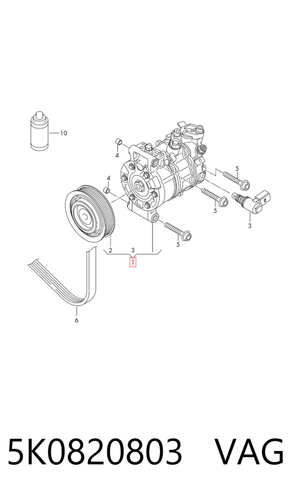 Compresor de aire acondicionado 5K0820803 VAG